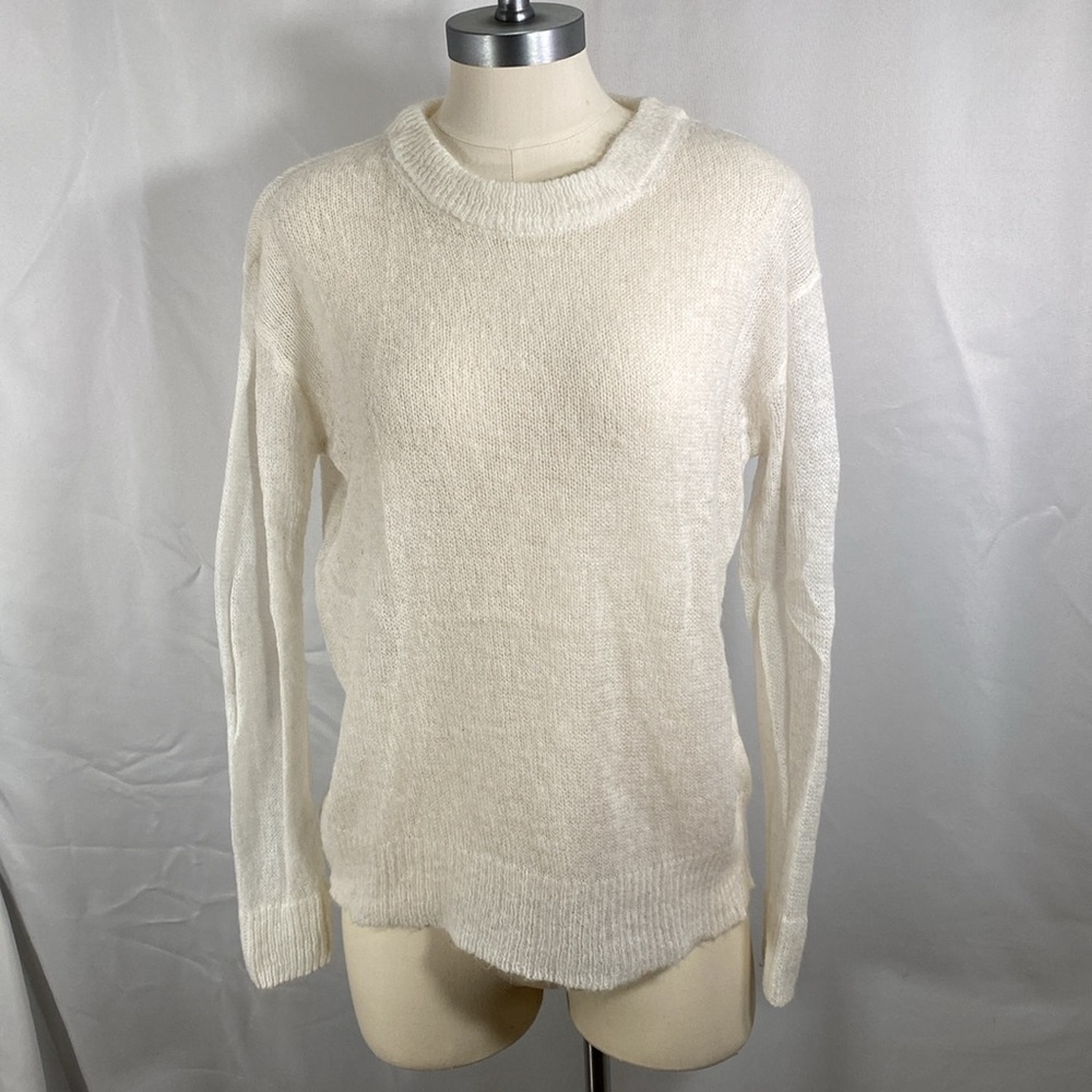 Zenana open weave ivory sweater sexy lightweight mohair blend snow bunny medium